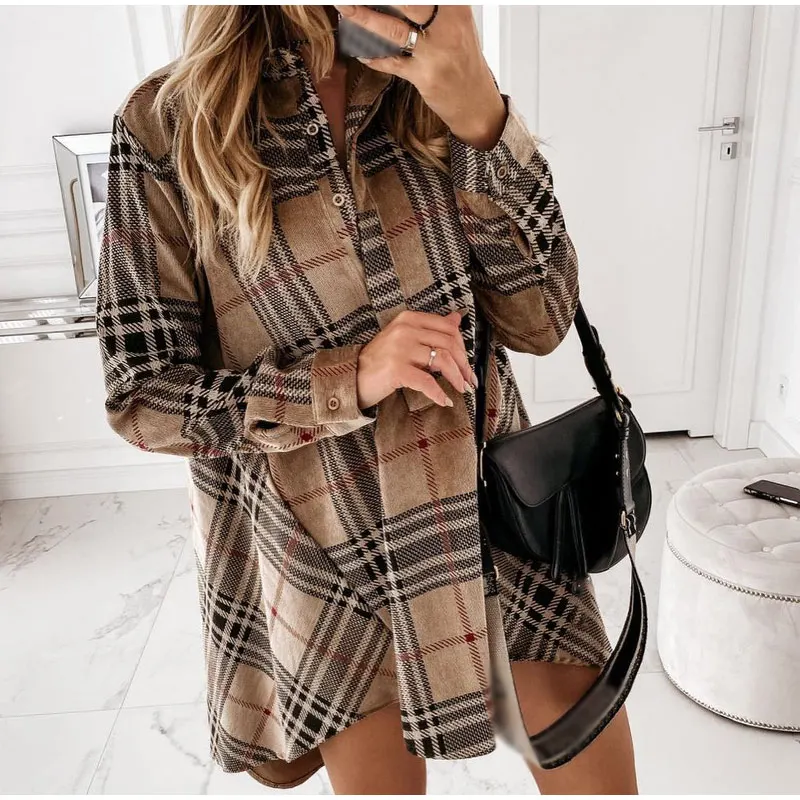 Plaid Check Tunic Elegant Dress Dresses